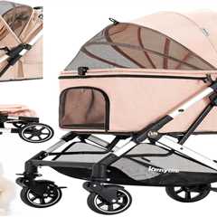 Kenyone Pet Stroller for Small to Medium Dogs - Lightweight & Durable Cat Stroller (Pink)