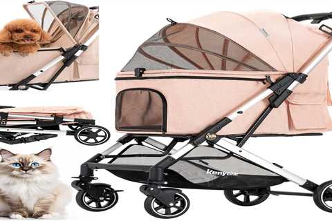 Kenyone Pet Stroller for Small to Medium Dogs - Lightweight & Durable Cat Stroller (Pink)